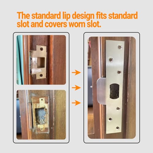 7-Inch Extended Door Strike Plate, Heavy Duty Stainless Steel, Black - color: Black