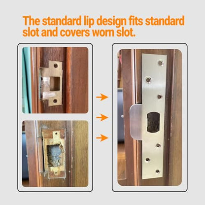 7-Inch Extended Door Strike Plate, Heavy Duty Stainless Steel, Black - color: Black