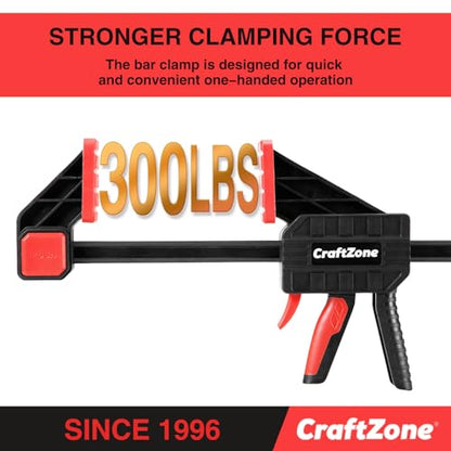 Bar Clamps Wood Clamps for Woodworking 24" One Hand Clamp/Spreader - 2-pack Quick Clamps E-Z Hold Bar Clamps Set F Clamp with 300 lbs Load Limit Medium Duty
