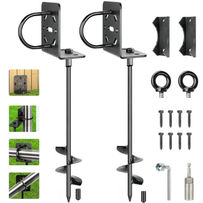 2 Pack 20" Ground Anchors Screw-in Shed Anchors with L Brackets - size: 20 INCH