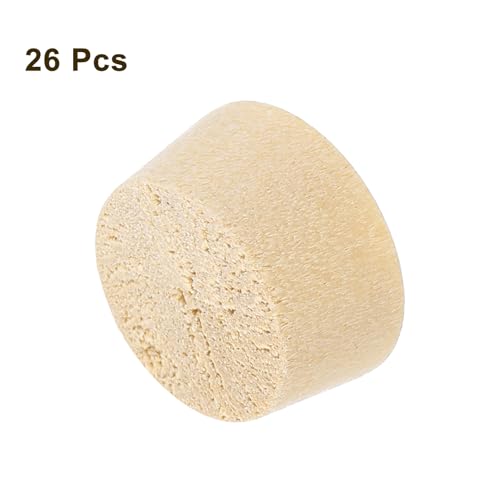 uxcell 26Pcs Wood Button Plugs, 13.5mm/0.53" Flat Head Hardwood Screw Hole Plug Wooden Caps Buttons Wood Plug for Furniture Woodworking Craft Decor (15mm x 13.5mm) - size: 15x13.5x9mm