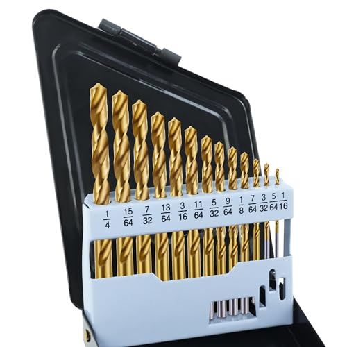 Cobalt Left Hand Drill Bit Set, 13Pcs (1/16”-1/4”)