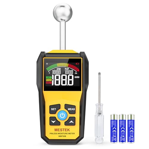 MESTEK Wood Moisture Meter for Non-Destructive Moisture Detection in Drywall, Wood, and Masonry, Moisture Tester with Backlit Color LCD Display & Alarm Function, Detects up to 20-40mm Below Surface