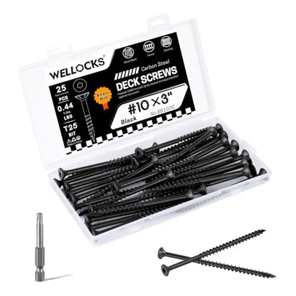 WELLOCKS #10 x 3 in Black Deck Screws, 0.44 lbs Trial Size - size: #10×3", style: Trial size 0.44LBS
