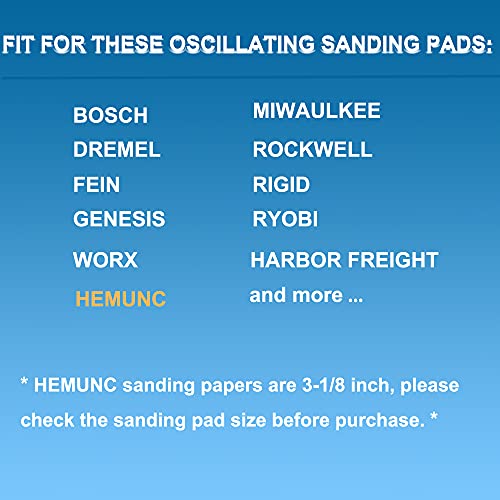 Triangle Oscillating Multi Tool Sanding Pads, 60Pcs 3-1/8 Inch Oscillating tool sandpaper for Triangle Multitool Sanding pads assorted 40/60/80/120/180/240 Grits