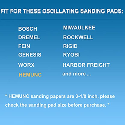 Triangle Oscillating Multi Tool Sanding Pads, 60Pcs 3-1/8 Inch Oscillating tool sandpaper for Triangle Multitool Sanding pads assorted 40/60/80/120/180/240 Grits