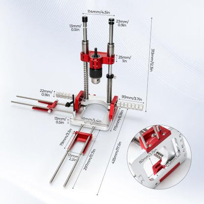 Portable Multi-Angle Drill Guide, Adjustable 0° to 60° Angle Drill Guide with 1/2" Chuck for Straight Holes, Self-Centering Hand Drill Guide for 1/16" - 1/2" Power Drills(280mm guide column) - size: 280mm guide column