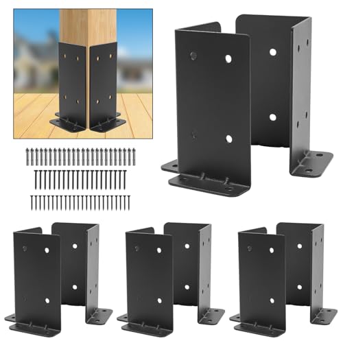 4"X4" Post Anchor Base 4Set,Adjustable Post Base for 4X4 6x6 Post - size: 4X4