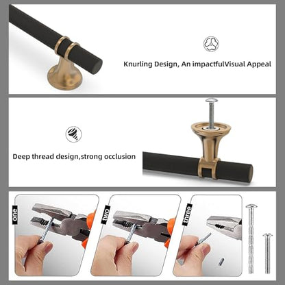 10 Pack 10 Inch Black and Champagne Bronze Cabinet Handles - color: Black and Champagne Knurled, size: 10'' Hole Center(254mm)