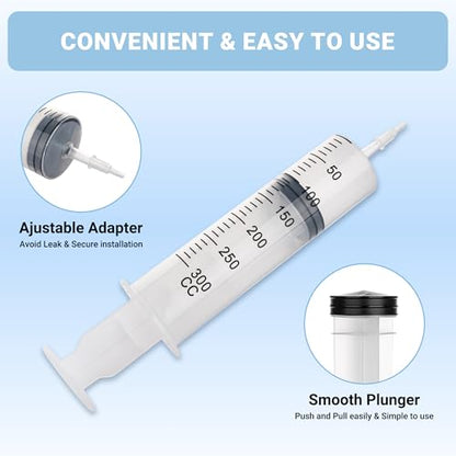 300ml Large Syringe, 5-pack Plastic Syringes for Liquid with Tip Adapter - style: 300 ML