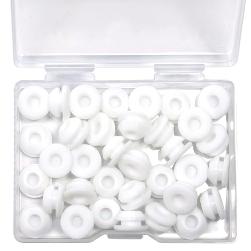 35 Pcs 6.5 mm Silicone Rubber Plugs for 6.5-7 mm (1/4"-9/32") Round Holes - color: White, size: DH:1/4"(6.5mm)