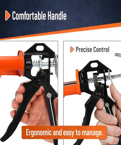 ADAK - Professional Caulking Gun, 12:1 Thrust Ratio, Caulking Gun No Drip, Hand Tool for Silicone & Sealant Application, Smooth Pressure Caulk Gun, Caulking Gun Tool