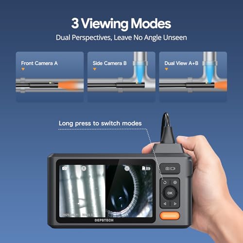 DEPSTECH 50FT Endoscope Camera, Dual Lens 5" IPS Screen Inspection Camera