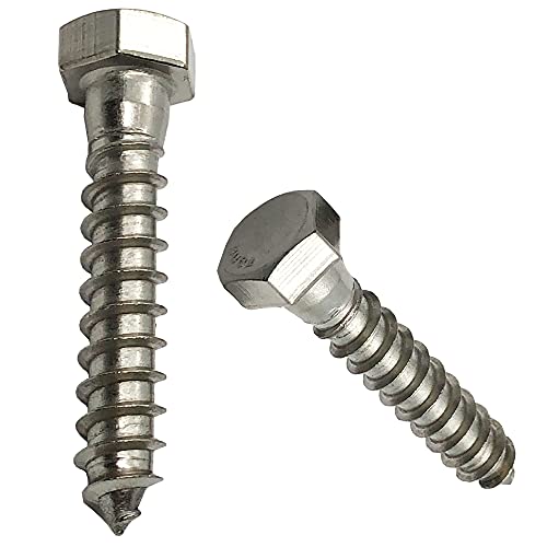 1/4" x 2.5" 304 Grade Stainless Steel lag Screws, Hex Head Fasteners, Stainless Steel Screw. Use as Construction, Wood, Metal, lag Screw or mounting Screws Fasteners Lag Bolts (25)