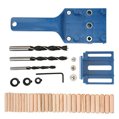 Handheld Dowel Jig Kit - Wood Doweling Hole Drill Guide Kit (Blue) - color: Blue