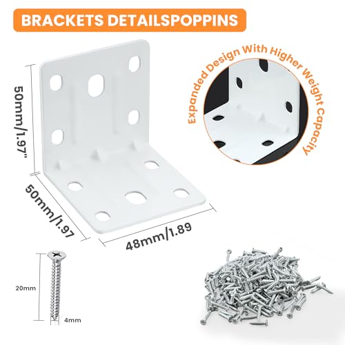 Alise 20 Pack White 2x2in L Brackets Heavy Duty Metal for Wood Furniture - color: White, size: (20P) 2X2 inch