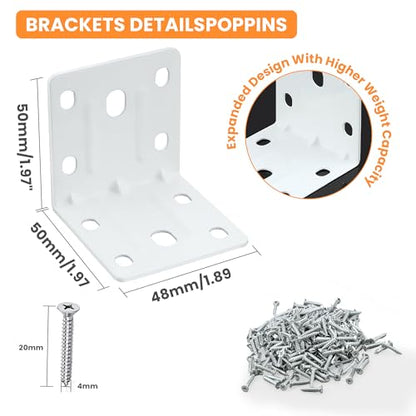 Alise 20 Pack White 2x2in L Brackets Heavy Duty Metal for Wood Furniture - color: White, size: (20P) 2X2 inch