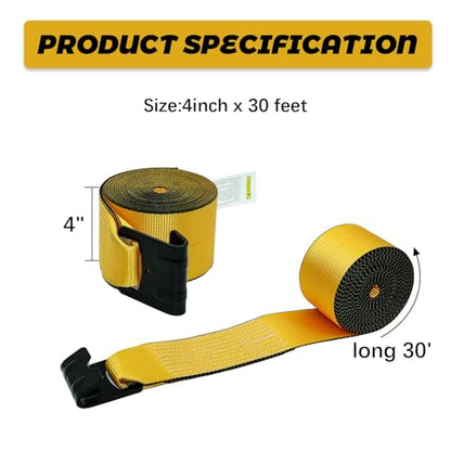 4 Pack 4"x30' Winch Straps Heavy Duty Tie Down Flat Hooks, 16200 lbs - style: 4-pack