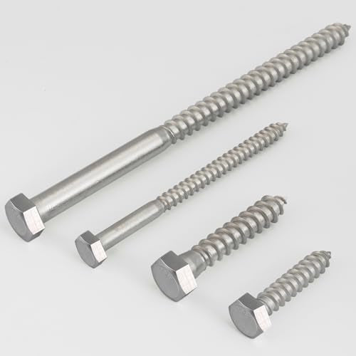 VGBUY 3/8" x 4" Hex Head Lag Screws 8Pcs, 304 Stainless Steel 18-8 Lag Bolts Wood Screws Heavy Duty Large Screws for TV Mounts, Deck, Boat Repair - size: 3/8x4 (8pcs)