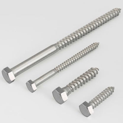 VGBUY 3/8" x 4" Hex Head Lag Screws 8Pcs, 304 Stainless Steel 18-8 Lag Bolts Wood Screws Heavy Duty Large Screws for TV Mounts, Deck, Boat Repair - size: 3/8x4 (8pcs)