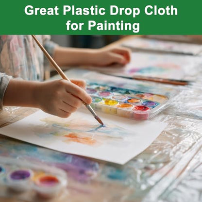 3-Pack 9x12 ft Painter Plastic Drop Cloths Sheet,Waterproof Anti-dust Cover, Disposable Tarp for Painting for Couch/Furniture Cover - size: 3pack