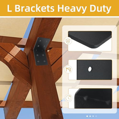 6-Pack 4"x4"x3-1/8 Heavy Duty Steel Corner Bracket, L Right Angle Bracket - size: 4" x 4" x 3-1/8“