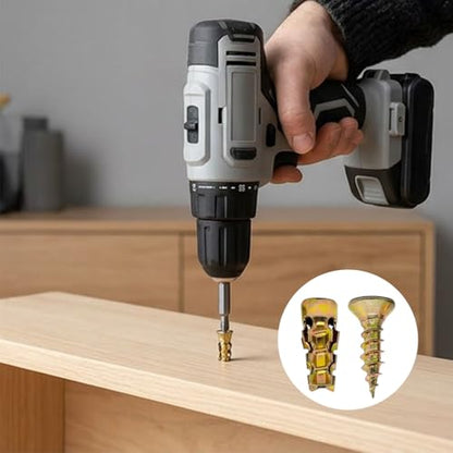 6×14mm Short Expansion Screw Set, Anchors and Screws for Cabinet Hinge Maintenance and Thread Repair, 10/30/50/100pcs, Fits Multiple Materials to Steady Loose Cabinet Door Structures (50, Gold)