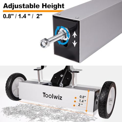 Toolwiz 18 Inches Magnetic Sweeper with Wheels 26 Lbs Quick Release - size: 18 inches