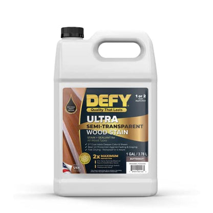 DEFY Ultra Semi-Transparent Outdoor Wood Stain and Sealer - UV & Moisture Resistant, Butternut - 1 Gallon - color: Butternut