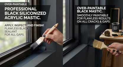 Waterproof Siliconized Acrylic Latex Caulk Black, 17.6oz, Silicone Sealant Acrylic, PAINTABLE Crack Proof Door, Window Frame Sealant, Ideal for Filling Cracks & Gaps, Bathroom, Kitchen - size: BLACK- 1PC