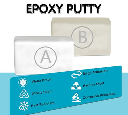 Epoxy Putty White, 12oz / 340g 2‑Part Pool & Plumbing Repair Clay - color: White