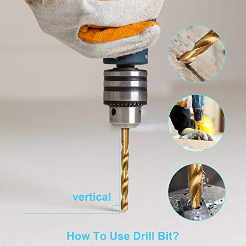 19 Pcs HSS Titanium Twist Drill Bit Set - 1/16"-1/4" Hex Shank Quick Change