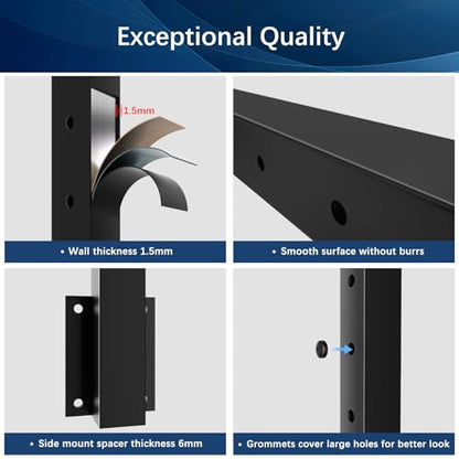 5 Pack Side Mount Level Drilled Cable Railing Post 36"x2"x2"(Post Body 44"), Fixed Top Line Post with 11 Holes, Fascia Mount Stainless Steel Cable Deck Rail Post, Black Wood Concrete Deck Post - style: 5x Level Post
