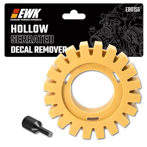 EWK Adhesive Eraser Wheel for Grinder, Hollow Serrated Decal Remover, Automotive Paint-Safe, Vinyl & Pinstripe Removal for Cars, Boats & Motorcycles - style: Hollow Serrated