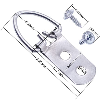 Heavy Duty D Ring Picture Hangers with Screws, Large Wide D-Ring Picture Hanging Hardware, 40 Pcs 2 Holes Picture Hooks for Paintings, Mirror, Clock, Decoration, Artwork Picture Frame - size: 40 Pcs Double Holes
