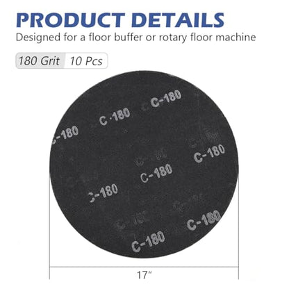 HUAALIUCHE 17" Sanding Screen Discs - Mesh Floor Sanding Screen - Black Silicon Carbide - for Wood Floors (10 Pack, 180 Grit) - size: 17 inch, style: #180-10 Pack