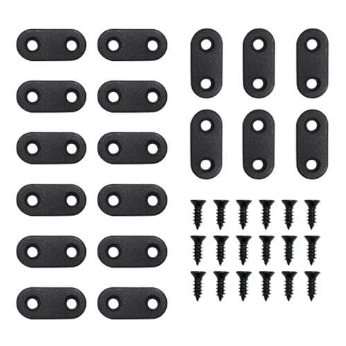 20 Pack Black Straight Brace, Flat Straight Bracket with Screws - color: Black