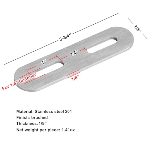 16 Pack 3-3/4" x 7/8" Stainless Steel Slotted Flat Mending Plates