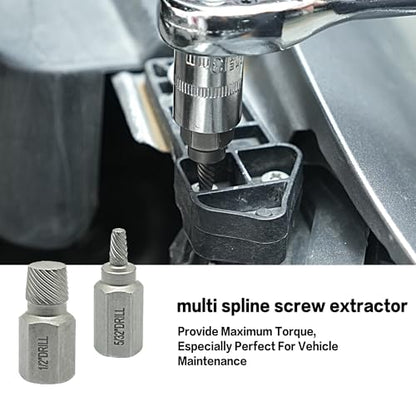 GMTOOLS 35-Piece Helical Screw Puller Bolt Puller Kit, Easy Removal Kit with Left Hand Drill Bit Multi-spline Puller for Stripping Damaged, Studs, Rusty, Fillet Bolts, Nuts and Screws Screw Remover