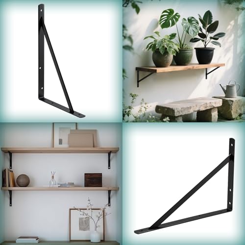 HOME MASTER HARDWARE 16x10 Inch Heavy Duty Shelf Brackets, Black 4 Pack - color: Black, size: 16 inch x 10 inch-4pcs