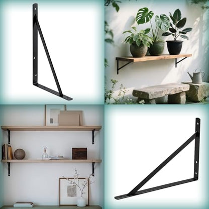 HOME MASTER HARDWARE 16x10 Inch Heavy Duty Shelf Brackets, Black 4 Pack - color: Black, size: 16 inch x 10 inch-4pcs