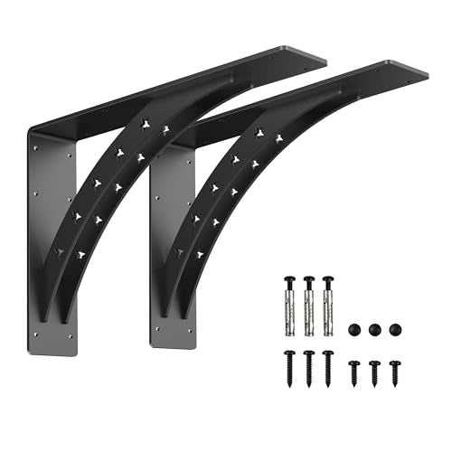 Heavy Duty Shelf Brackets - Max Load 900 LBS, Premium Alloy Metal Mantel Brackets - Fireplace & Countertop Support (Matte Black, 20 x 13.5 Inch, Set of 2) - size: 20 inch x 13.5 inch