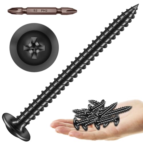 150Pcs #8 × 2" Black Screws for Wood, Phillips Truss Head Wood Screws, Quick Metal Self Tapping, Zinc Plated Steel, Truss Head Screws by Mywish - color: Black, size: #8×2"