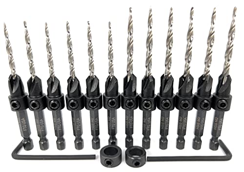 FTG USA 6 Pc #6 (9/64") 6 Pc #8 (11/64") Tapered Countersink Drill Bit Set - size: #6#8, style: Same Sort 6 Pc