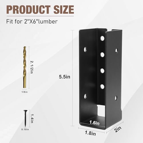 8-Pack 2x6 Heavy Duty Joist Hangers Concealed Flange Beam Support - size: 8 PCS, style: 2X6''