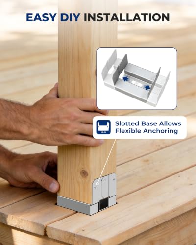 10 PCS 4x4 Galvanized Post Base Steel Inter 3.5x3.5 Wood to Concrete Adjustable Post Anchor with 1" Standoff for Deck Patio Gazebo Pergola