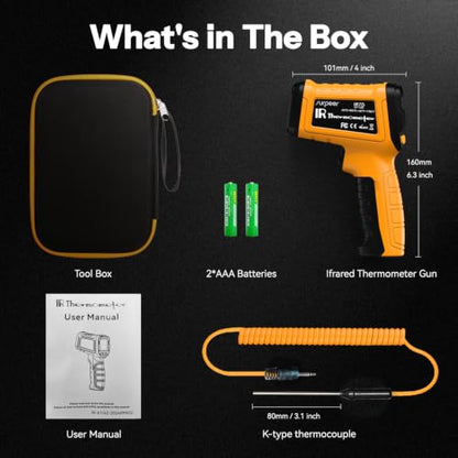 50:1 Infrared Thermometer IR Laser Gun, 1796°F Digital - color: -58°F to 1796°F/-4°F to 932°F
