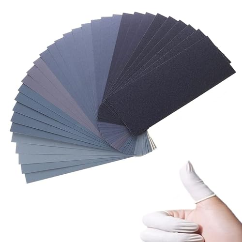 Extra Fine Sand Paper 120 to 20000 High Grit, 22 PCS Sandpaper Sheets with 3 Finger Cots, Assorted Wet Sanding Paper Automotive Sandpaper Assortment, for Car Wood Metal Furniture 9.1 x 3.6'' (22 PCS) - style: 22PCS