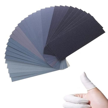 Extra Fine Sand Paper 120 to 20000 High Grit, 22 PCS Sandpaper Sheets with 3 Finger Cots, Assorted Wet Sanding Paper Automotive Sandpaper Assortment, for Car Wood Metal Furniture 9.1 x 3.6'' (22 PCS) - style: 22PCS