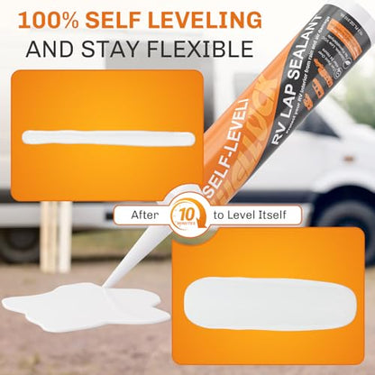 WELLUCK 6PC RV Roof Sealant Self Leveling Lap for RV Roofs, White Flexible Repair Caulking Rubber Epdm Sealant for Camper Motorhomes Trailers, Secure Odorless Waterproof & UV All Weather Adhesive